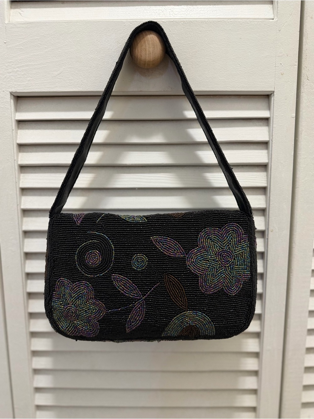 Vintage Another Y&S Original Micro-Beaded Floral Shoulder Bag 90s Y2K - Picture 5 of 16